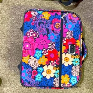 Hide-Away Rolling Suitcase & Flower/Retro Bag